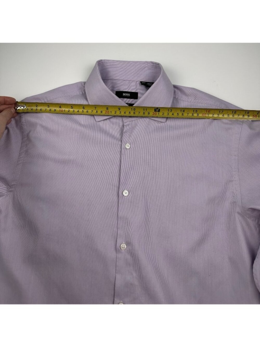 Hugo Boss Dress Shirt Mens 17 34/35 Purple Sharp Fit Button Up - Picture 6 of 8